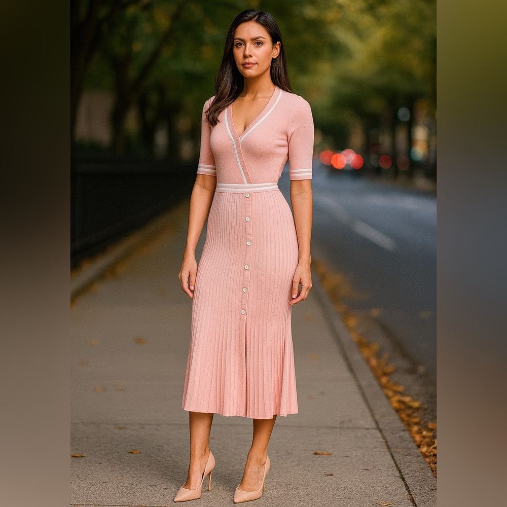 Eva Mendes for New York & Company Pink Midi Dress